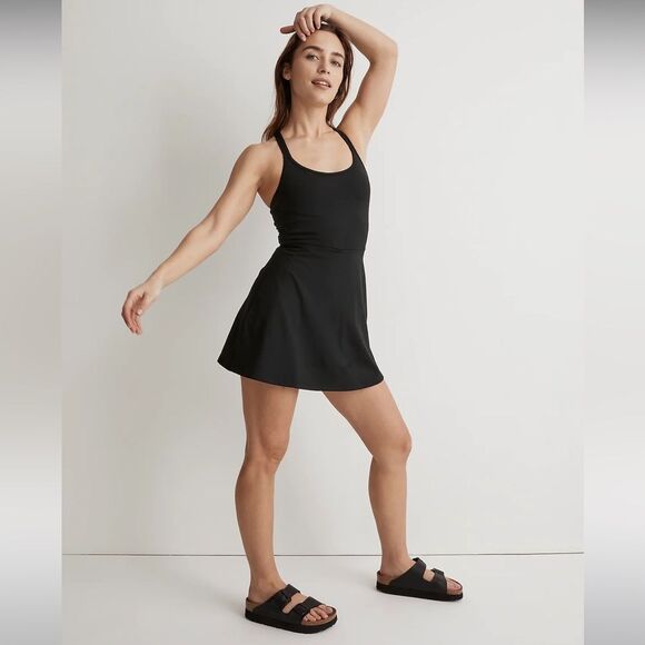 Madewell NWT Flex Cutout Exercise Fitness Dress XXS w/ Shelf Bra, Built-In Short - Picture 3 of 10